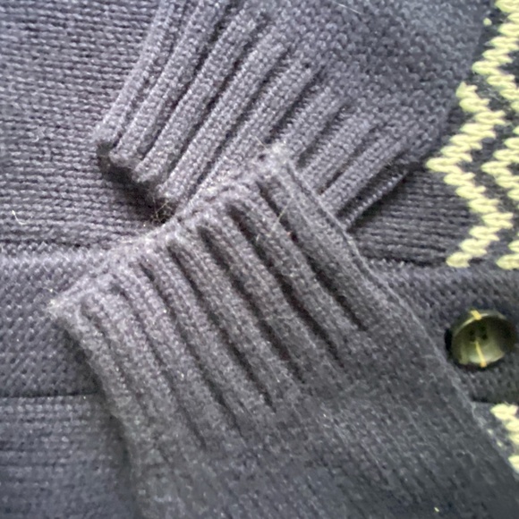 Daniel Hechter Blue Snowflake Wool Blend Holiday Shawl Collar Cardigan- Sz-L - Picture 6 of 13